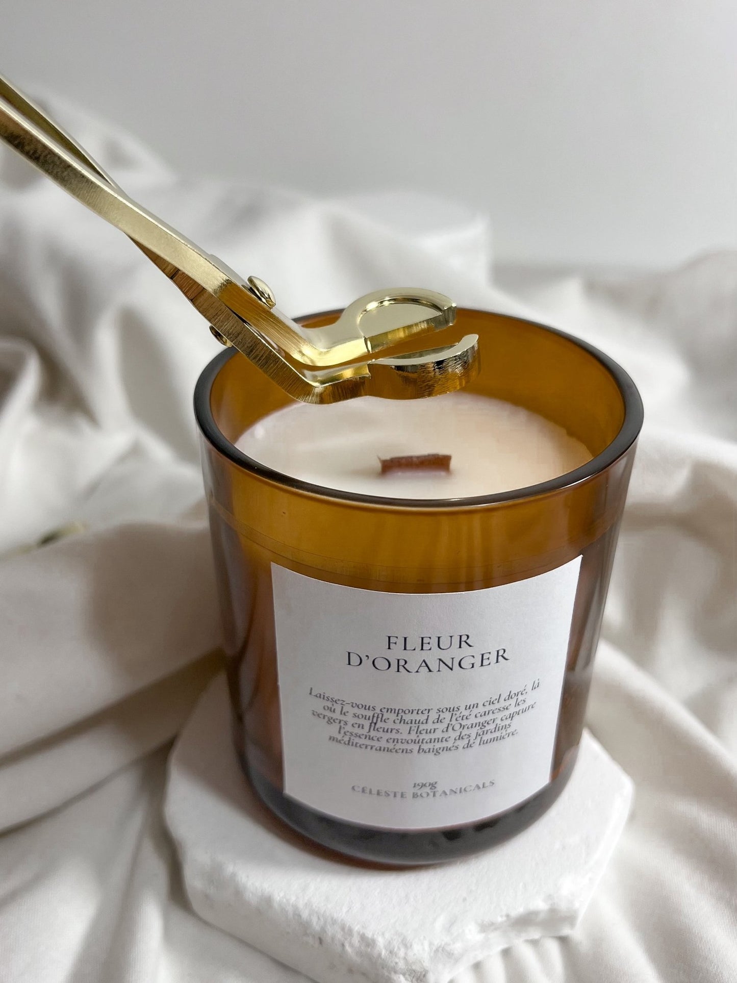 Kit Soin des Bougies – Coupe - mèche & Éteignoir dorés - Céleste Botanicals - Accessoires