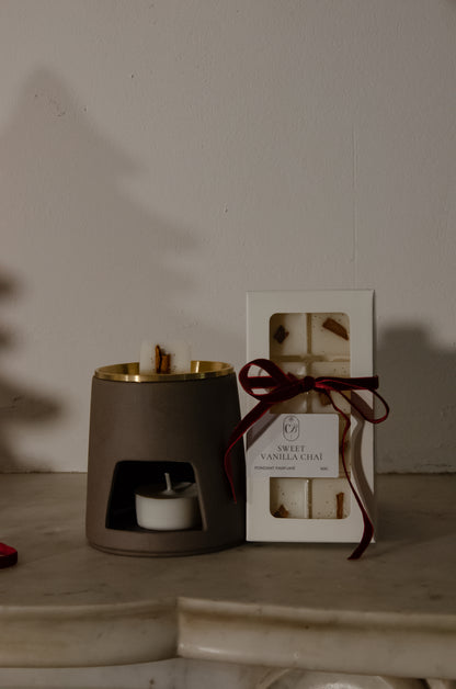 Brûle-Parfum en Céramique & Laiton