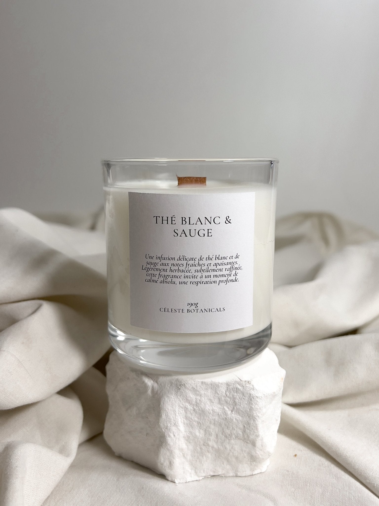 Bougie Parfumée Thé Blanc & Sauge 190g - Céleste Botanicals - Bougies Parfumées