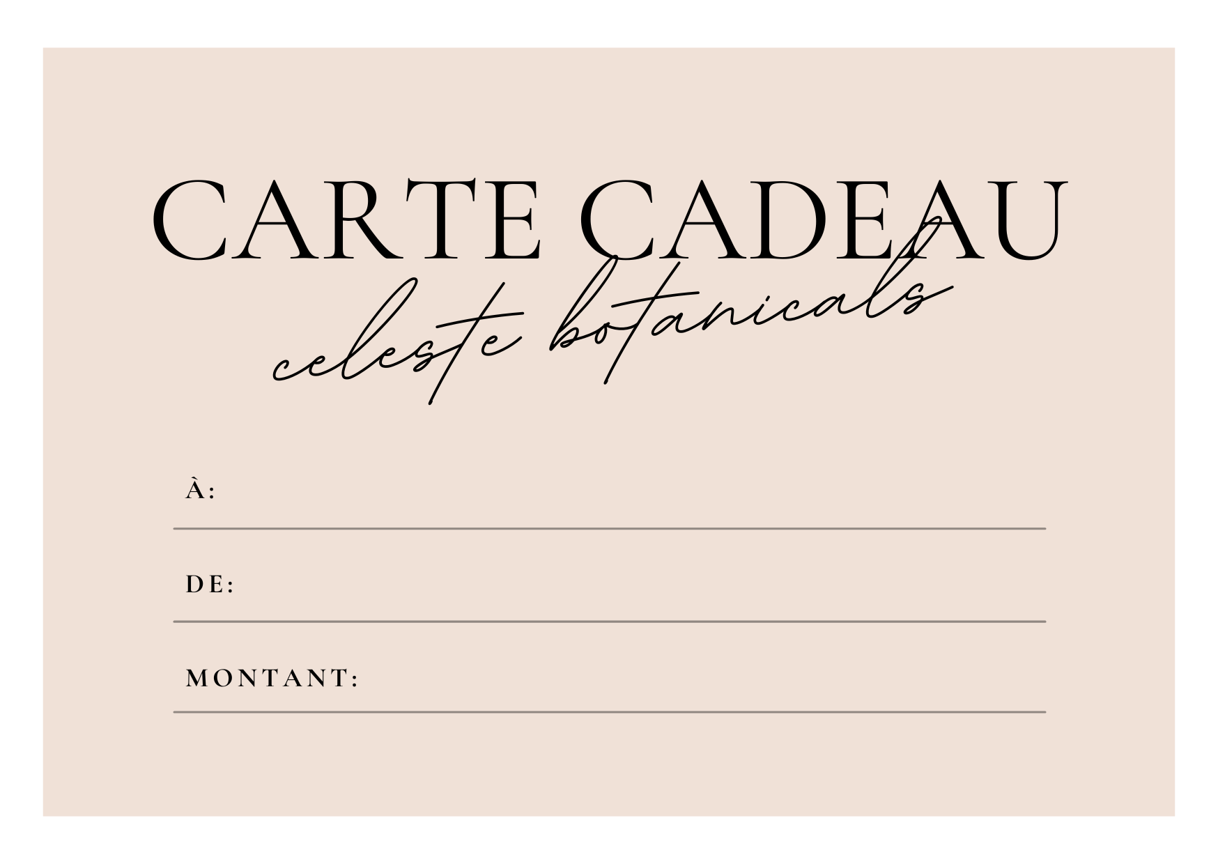 La Carte Cadeau Céleste Botanicals - Céleste Botanicals - 